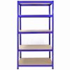 1 x Corner Garage Racking Unit & 4 x Single Racking Storage Units / 5 T-Rax Blue Steel & MDF Shelves / 6925kg capacity / 265kg per shelf / Free Rubber Mallet