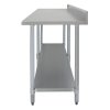 7FT Kitchen Work Bench Catering Table Commercial Stainless Steel Food Prep Surface Restaurant Storage Shelf 250kg Weight Capacity Adjustable Height 10cm Backsplash Upstand 2 x FREE Microfibre Cloths