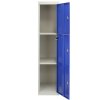 MonsterShop 3 Door Metal Storage Lockers, Blue & Grey Steel Lockable Unit, Gym Changing School Staff
