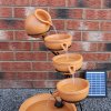 Water Feature Garden Fountain Solar Powered Outdoor Garden Cascade Ornament D̩ecor Patio Resin Terracotta Freestanding Cascading 4 Tier Spilling Bowls