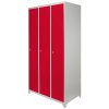 MonsterShop 3 Door Wide Steel Storage Lockers, Red & Grey Metal Lockable Unit, School Staff Gym Changing