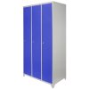 MonsterShop 3 Door Wide Steel Storage Lockers, Blue & Grey Metal Lockable Unit, School Staff Gym Changing