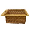 3 x Pull out Wicker Basket Drawer 500mm Kitchen Storage Solution Larder Base Unit Cupboard with Handle Rustic Beech Wood Farmhouse Style 100% Handmade Rattan FREE Fixing Kit Included – Brown
