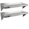 KuKoo Commercial Catering Corrosion Resistant x 2 Stainless Steel Kitchen Wall Shelf & Free Microfiber Cloths 1250mm x 300mm