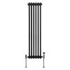Traditional 3 Column Radiator 1500mm x 292mm Modern Central Heating Heater Matt Black Carbon Steel Vertical Wall Mounted Kitchen Living Room Bathroom Cleaning Brush Fixing Kit & Brackets