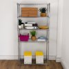Wire Shelving Rack 5 Tier Metal Storage Unit Heavy Duty Free Standing Boltless Height Adjustable Shelves & Levelling Feet Kitchen Office Garage Silver Chrome 1000kg Weight Capacity 35cm x 90cm x 180cm