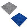Vented Modular Interlocking Flooring Tiles 165 Grey & 60 Blue With Edges & Hexagon LED Lighting 28 White Lights & Border 6500K 3 Mount Options & Suspended Ceiling Kit Double Garage Floor Mat 6m x 6m