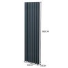 Oval Column Radiator 1800mm x 480mm & TRV Chrome Valves Modern Designer Double Panel Central Heating Heater Anthracite Grey Steel Vertical Kitchen Living Room FREE Cleaning Brush Fixing Kit & Brackets
