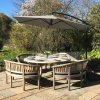 3m Cantilever Garden Parasol Banana Hanging Umbrella Winding Crank Shade Patio Outdoor Sun Shade Tilt UV Protection | Beige