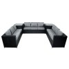11 Seater Rattan Furniture Set With Firepit - Black