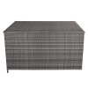 Rattan Garden Storage Grey Box & Waterproof Carry Bag Large Cushion Blanket Tools Toys Furniture Chest 582L Outdoor Patio Deck Steel Frame UV & Weather Resistant Gas Assisted Lift Lid Portable Wheels