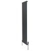 Flat Single Column Radiator & Valves - 1800mm x 420mm - Anthracite Grey