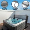 Hot Tub Cover Spa Lid 2m x 2m Square Grey Hard Top Weatherproof PVC Leather Foam 25KG/m3 Density Galvanized C-Channel UV Mildew Flame Resistant