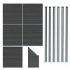 Composite Fence Panels, Angled Piece & LED Posts 6ft x 31.5ft - Grey
