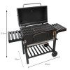 XXL BBQ Smoker Charcoal Barbecue Grill Portable Stainless Steel Adjustable Furnace Thermometer Side Shelves Hanging Hooks Bottle Opener Wheels & Union Jack Bunting Triangle Flags 10m Double Sided