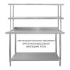 Kitchen Catering Table With Double Over-Shelf Work Bench Heavy Duty Prep-table Stainless Steel Commercial Home Preparation Work-table 5ft