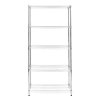 Wire Shelving Rack 5 Tier Metal Storage Unit Heavy Duty Free Standing Boltless Height Adjustable Shelves & Levelling Feet Kitchen Office Garage Silver Chrome 1000kg