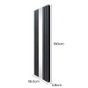 Flat Panel Radiator With Mirror 1800mm x 565mm & TRV Chrome Valves Designer Double Column Vertical Anthracite Grey Carbon Steel Wall Mounted Kitchen Living Room Cleaning Brush Fixing Kit & Brackets