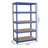 2 x Blue Racking Bay Unit 5 Tier Heavy Duty Steel Metal 150kg capacity Per Shelf Garage Shelves Storage Warehouse Shed Workshop Boltless Shelving 75cm x 150cm x 30cm Free Bay Connectors