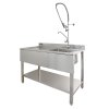 KuKoo Commercial Kitchen Catering Sink & Pre-Rinse Mixer Tap, LH Drainer Stainless Steel, 1.0 Bowl, 120cm Wide