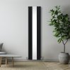 Flat Panel Radiator With Mirror 1800mm x 425mm & TRV Chrome Valves Designer Double Column Vertical Black Carbon Steel Wall Mounted Kitchen Living Room Cleaning Brush Fixing Kit & Brackets