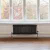 Traditional 2 Column Radiator 300mm x 1012mm Modern Central Heating Heater Matt Black Carbon Steel Horizontal Wall Mounted Kitchen Living Room Bathroom FREE Cleaning Brush Fixing Kit & Brackets