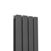 Designer Radiators 180 x 28cm Flat Panel Modern Central Heating Anthracite Grey Vertical Column Double Panel Wall Mounted Slimline Kitchen Living Room Bathroom Commercial Cleaning Brush & Fixing Kit
