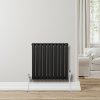 Oval Single Column Radiator & Valves - 600mm x 600mm - Black