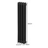 Traditional 3 Column Radiator 1500mm x 202mm Modern Central Heating Heater Matt Black Carbon Steel Vertical Wall Mounted Kitchen Living Room Bathroom Cleaning Brush Fixing Kit & Brackets