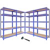 4 x Monster Racking T-Rax Metal Storage Shelves, Blue, 90cm W, 45cm D / 5600kg Capacity / FREE rubber mallet
