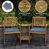 Wooden Companion Love Seat Garden Chairs 2 Tier Table Parasol Hole Corner Bench Bistro Set Twin 2 Seater Jack & Jill Outdoor Patio Furniture 320kg Total Capacity Solid Acacia Hardwood 2 FREE Cushions