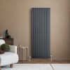 Oval Single Column Radiator & Valves - 1600mm x 600mm - Anthracite Grey