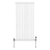 Traditional 2 Column Radiator 1500mm x 562mm Modern Central Heating Heater Gloss White Carbon Steel Vertical Wall Mounted Kitchen Living Room Bathroom Cleaning Brush Fixing Kit & Brackets