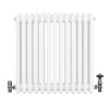 Traditional 4 Column Radiator & Valves - 600 x 605mm - White