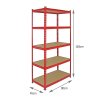 5 Monster Racking Z-Rax Warehouse Storage Garage Shelving Unit, 360kg/shelf, Red, 90 x 183 x 45cm