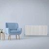 Designer Radiators 60 x 140cm Flat Panel Modern Central Heating Gloss White Horizontal Column Double Panel Wall Mounted Slimline Kitchen Living Room Bathroom Commercial Cleaning Brush & Fixing Kit