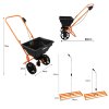Lawn Leveller & Rotary Spreader Gritter Fertiliser Garden Levelling Rake Lute 100 x 32cm Orange Removable Extendable Handle Salt Grit Sand Seed Rain Cover & Gloves