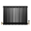 Traditional 4 Column Radiator & Valves - 600 x 785mm - Black