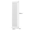 Traditional 2 Column Radiator 1500mm x 292mm Modern Central Heating Heater Gloss White Carbon Steel Vertical Wall Mounted Kitchen Living Room Bathroom Cleaning Brush Fixing Kit & Brackets