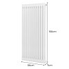 Traditional 2 Column Radiator 1500mm x 562mm Modern Central Heating Heater Gloss White Carbon Steel Vertical Wall Mounted Kitchen Living Room Bathroom Cleaning Brush Fixing Kit & Brackets