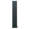 Aluminium Designer Radiator 1800mm x 315mm & TRV Chrome Valves Vertical Double Flat Panel Column Lightweight Modern Heater Matt Anthracite Grey Kitchen Living Room Cleaning Brush Fixing Kit Brackets