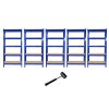 Racking Shelving Unit Boltless 5 Tier Garage Shelves, 5 x 75cm Wide Storage Organisation Workshop Shed Heavy Duty Steel 5 Shelves - 30 x 75 x 150cm Space Saver Bundle