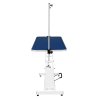 Hydraulic Pet Dog Grooming Table Lift Height Adjustable H Bar 180kg Weight Capacity Large 106cm x 61cm Blue Rubber Top Professional Heavy Duty Steel White Frame 4 Adaptable Stable Feet 3 Loop Leashes