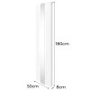 Oval Panel Radiator With Mirror 1800mm x 500mm & TRV Chrome Valves Designer Double Column Vertical White Carbon Steel Wall Mounted Kitchen Living Room Cleaning Brush Fixing Kit & Brackets