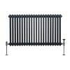 Traditional 2 Column Radiator 600mm x 1012mm Modern Central Heating Heater Matt Anthracite Grey Carbon Steel Horizontal Wall Mounted Kitchen Living Room Bathroom Cleaning Brush Fixing Kit & Brackets