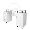 Professional Manicure Table & LED Half Moon Lamp 29.5In Nail Beauty Salon Dust Collector Removable Cushion Wheels Pull Out Drawers 1 Cupboard 2 Shelves 3 Colour Dimmable Temperature Light Phone Holder
