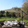 3m Cantilever Garden Parasol Banana Hanging Umbrella Winding Crank Shade Patio Outdoor Sun Shade Tilt UV Protection | Beige