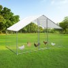 Walk In Chicken Run Cage Coop 4m x 2m x 2m Dog Pen House Kennel Large Metal Enclosure Rabbits Ducks Poultry Roof Cover Shelter Sunshade Pets Outdoor Backyard Farm Animal