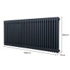 Traditional 2 Column Radiator 600mm x 1462mm Modern Central Heating Heater Matt Anthracite Grey Carbon Steel Horizontal Wall Mounted Kitchen Living Room Bathroom Cleaning Brush Fixing Kit & Brackets