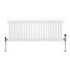 Traditional 2 Column Radiator 300mm x 1012mm Modern Central Heating Heater Gloss White Carbon Steel Horizontal Wall Mounted Kitchen Living Room Bathroom FREE Cleaning Brush Fixing Kit & Brackets